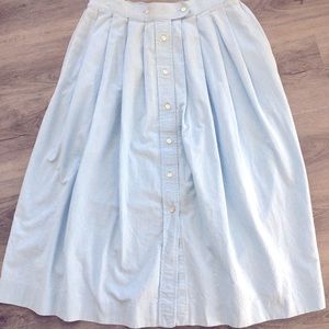 Light Chambray Denim Land's End Button Front MIDI Skirt